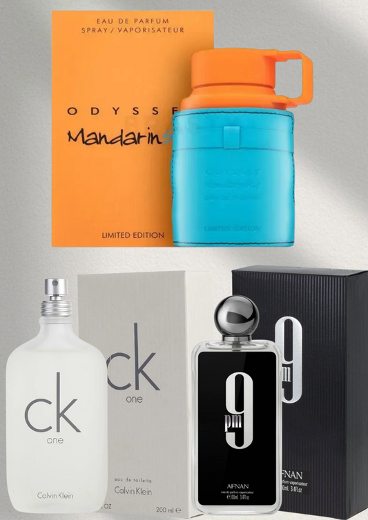ODYSSEY MANDARIN SKY-AFNAN, 9PM-ARMAF, CK ONE-CALVIN KLEIN.