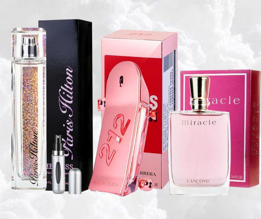 COMBO HEIRESS-PARIS HILTON/ 212 HEROES-CAROLINA HERRERA/ MIRACLE-LANCOME